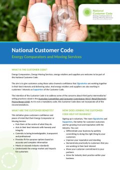 Energy Comparators & Energy Moving Services Customer Code Fact Sheet